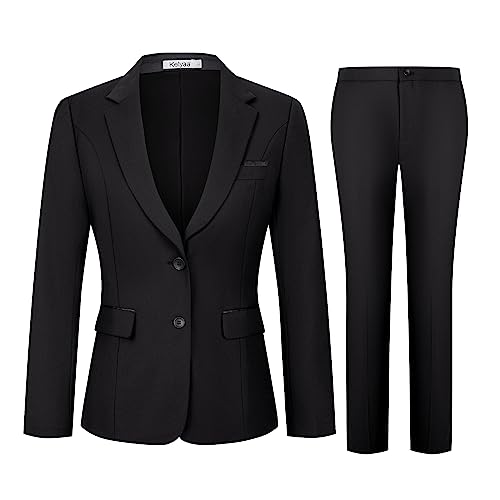 Kelyaa Women's 2 Piece Suit Lady 2 Button Notched Lapel Business